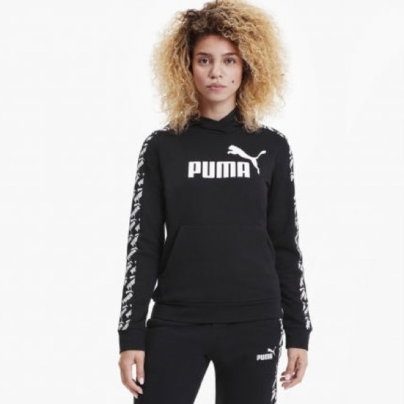 Puma Sweatshirt Puma Logo Amplified Terry Hoodie - Picture 1 of 15